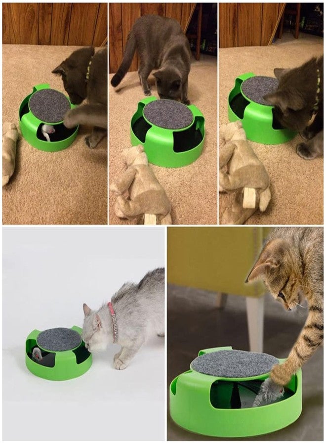 PET FUN لعبة PET FUN التفاعلية "اصطد الفأر" للقطط مع فأر دوار ولوحة/حصيرة للخدش | لعبة داخلية للتمرين واللعب والعناية بالمخالب للقطط والقطط الصغيرة - Image 5